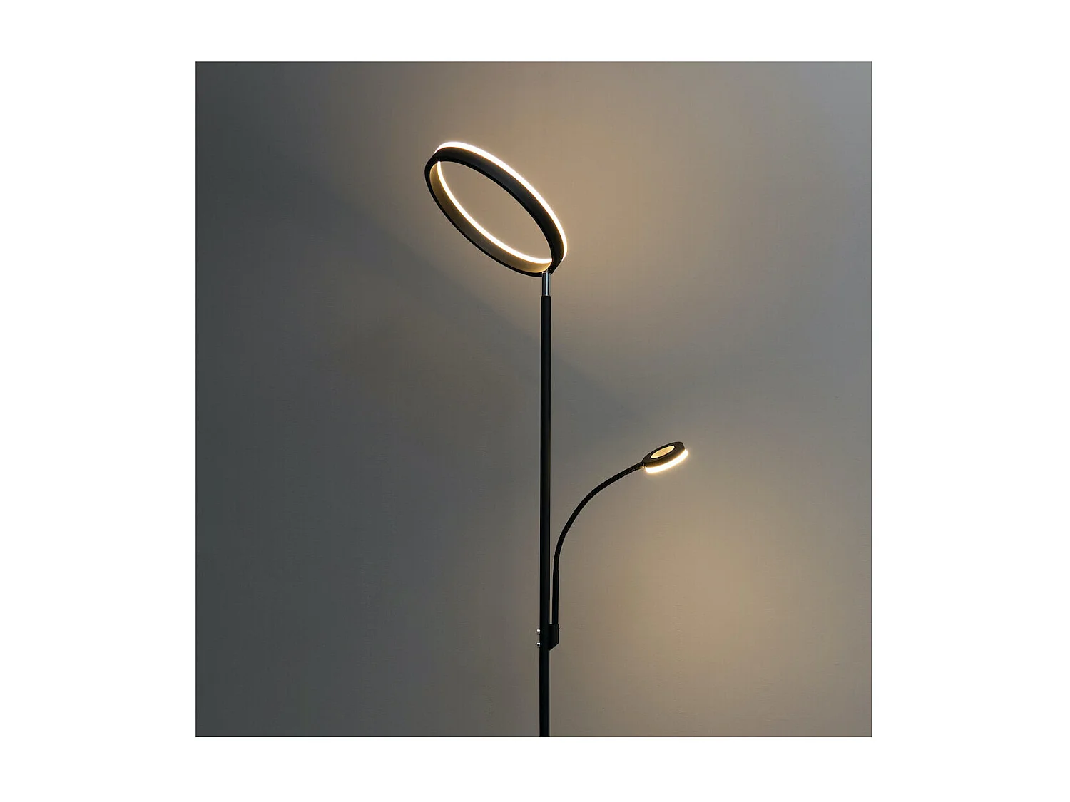 Lampadaire noir double éclairage LED - Pancho