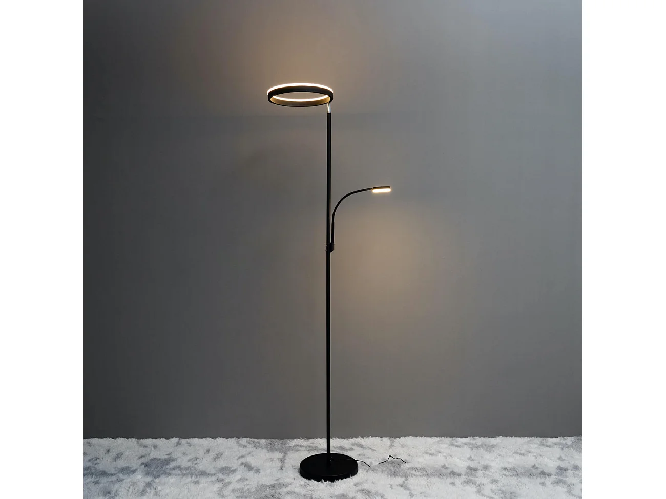 Lampadaire noir double éclairage LED - Pancho