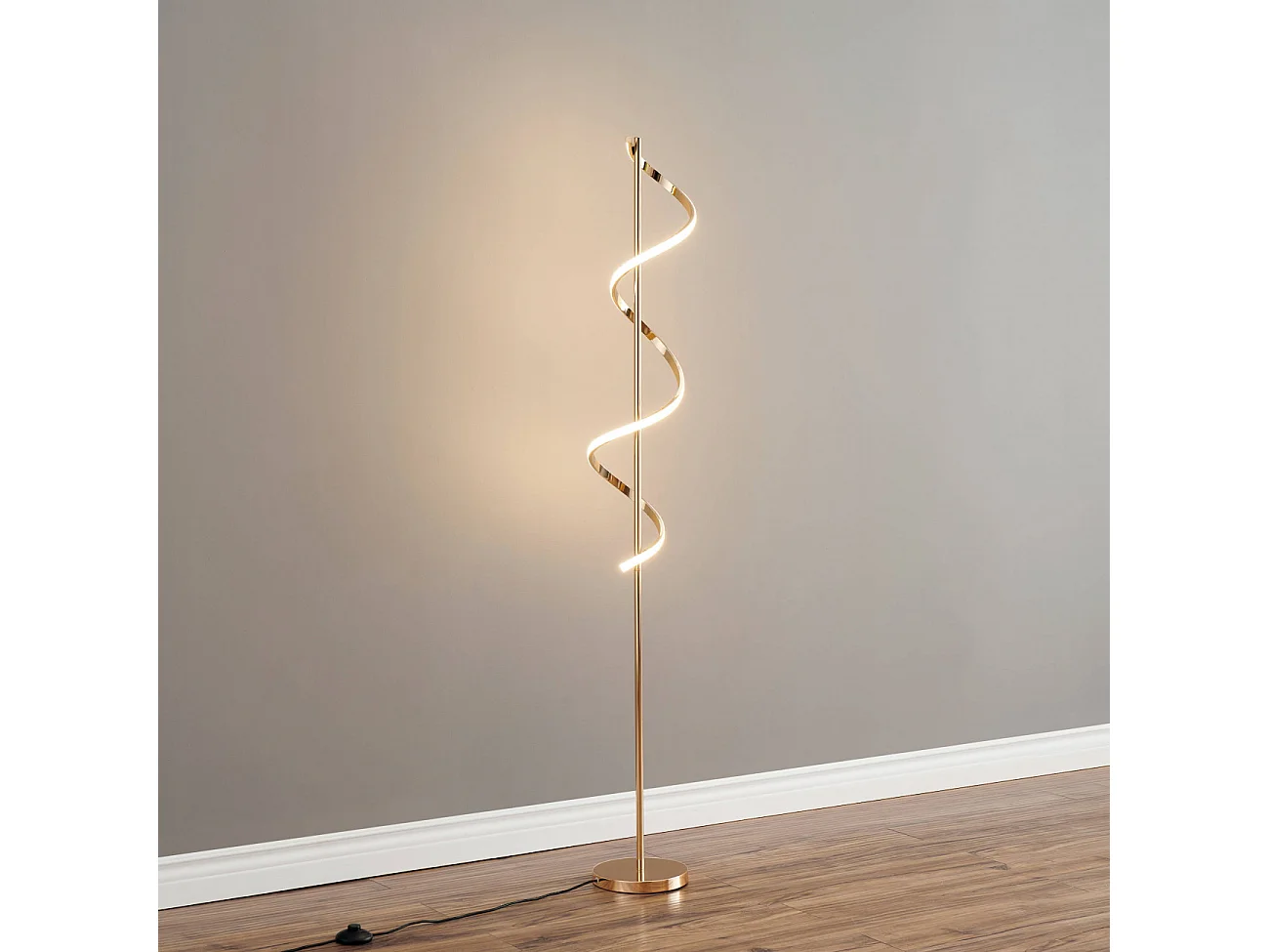 Grande lampe LED cascade spirale dorée - Simaria