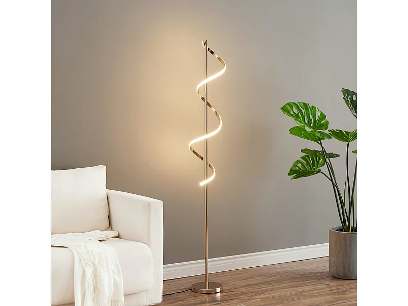 Grande lampe LED cascade spirale dorée - Simaria