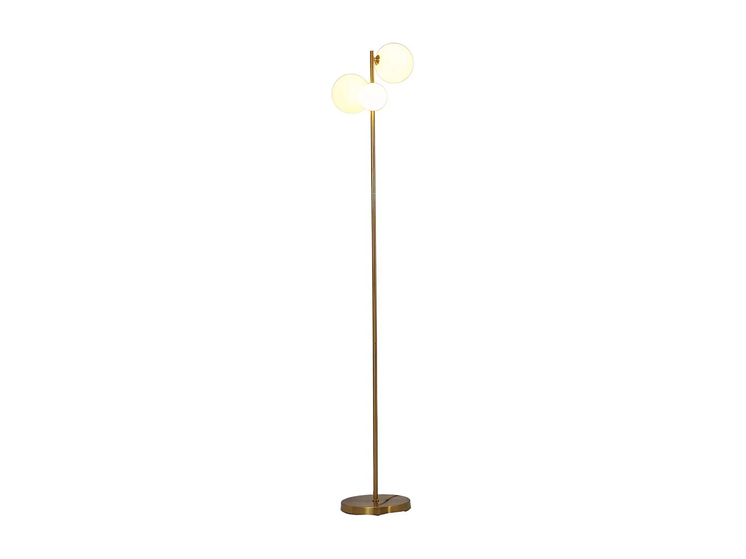 Lampadaire doré trois boules de verre blanc 150 cm - Melinda