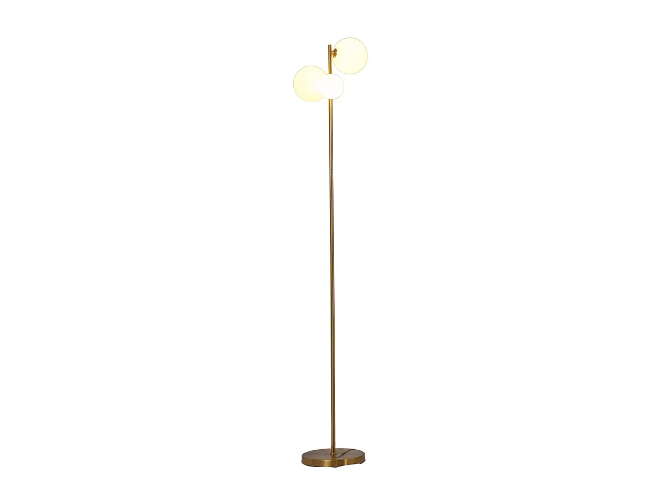 Lampadaire doré trois boules de verre blanc 150 cm - Melinda