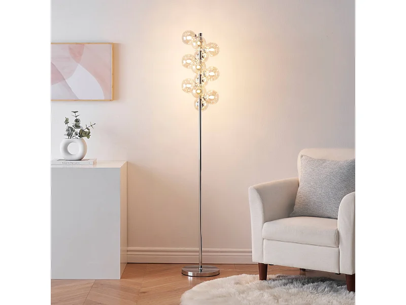Lampadaire moderne à sphères en verre ambré - Ambrosia