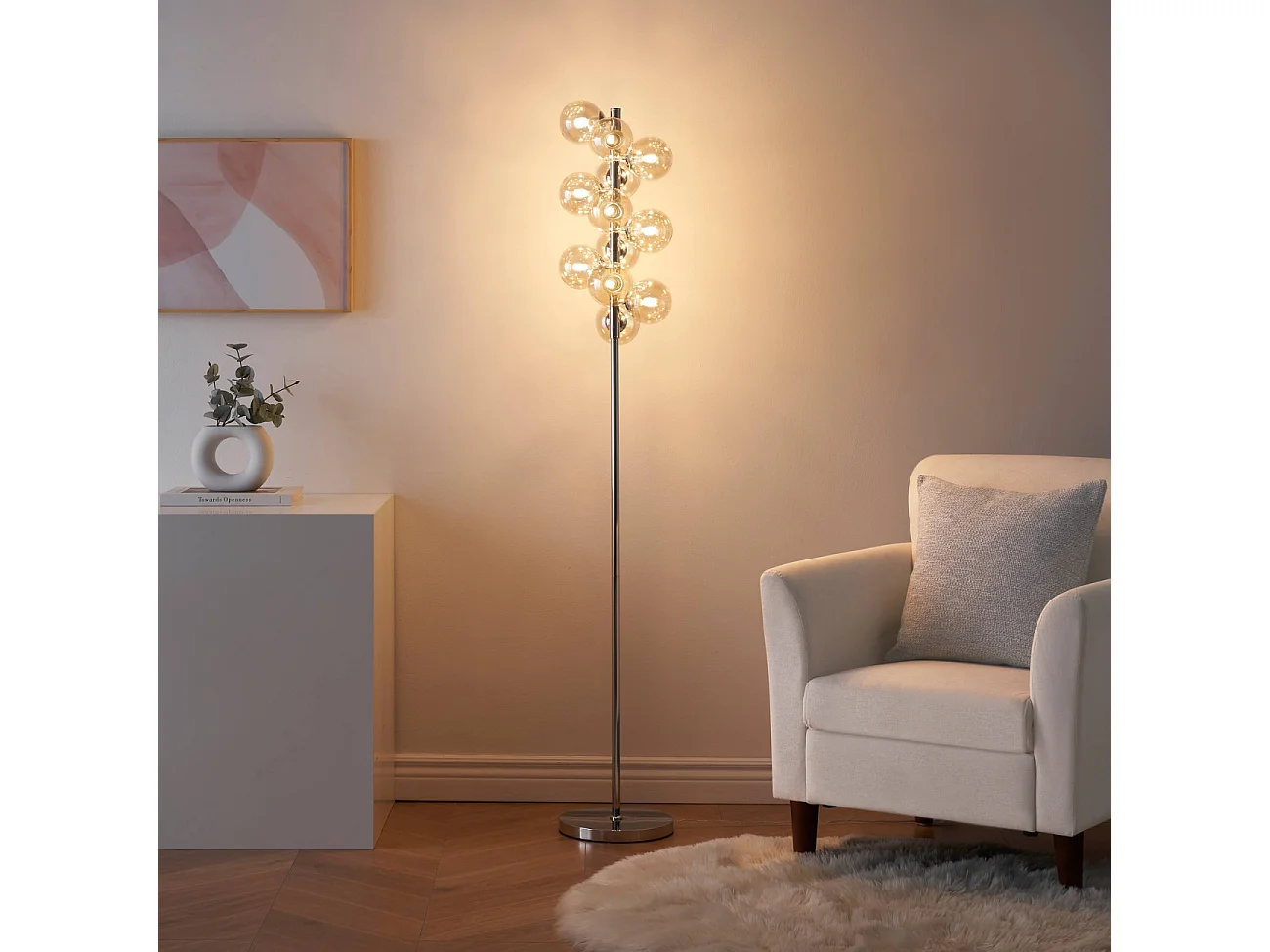 Lampadaire moderne à sphères en verre ambré - Ambrosia