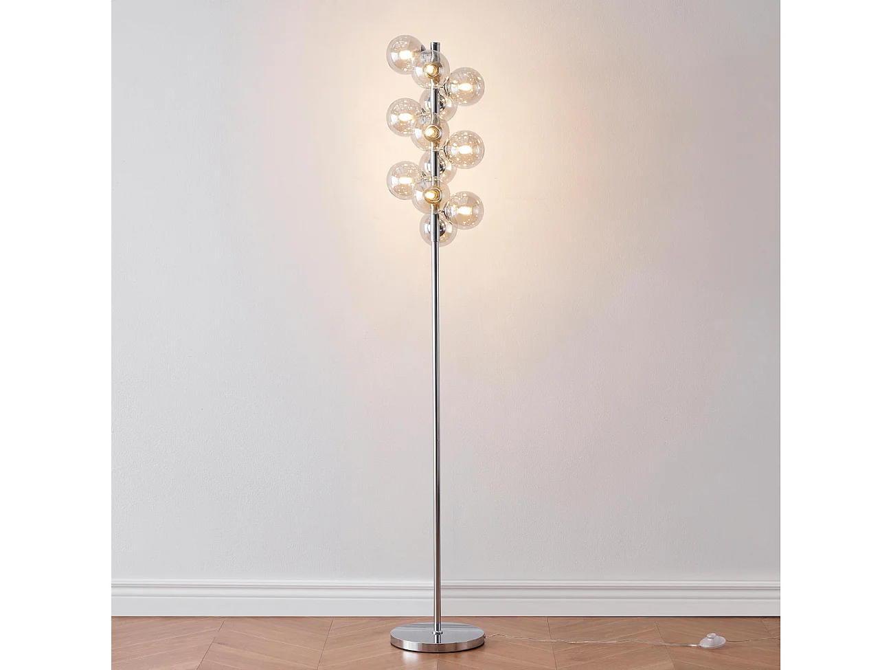 Lampadaire moderne à sphères en verre ambré - Ambrosia