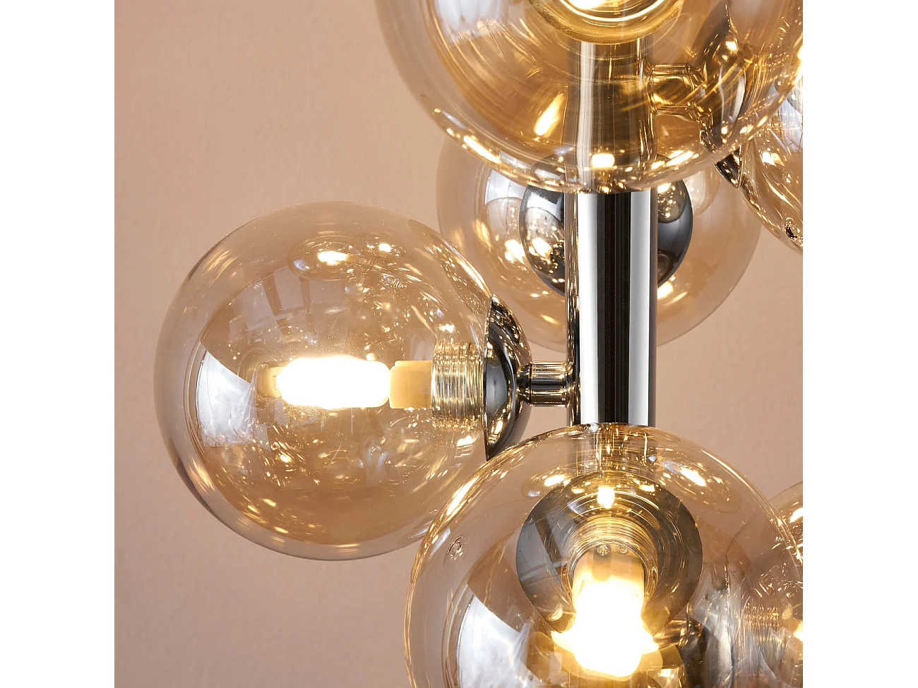 Lampadaire moderne à sphères en verre ambré - Ambrosia