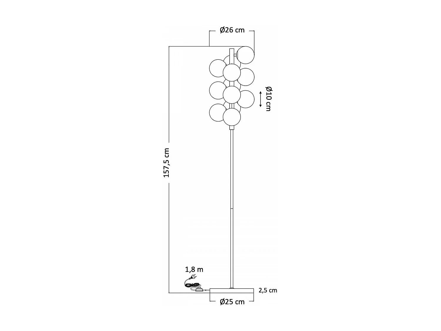 Lampadaire moderne à sphères en verre ambré - Ambrosia
