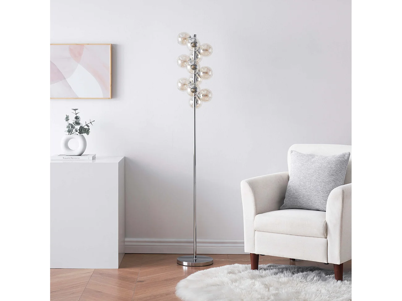 Lampadaire moderne à sphères en verre ambré - Ambrosia