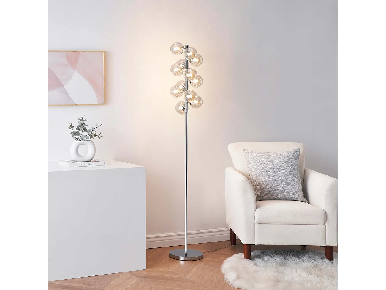 Lampadaire moderne à sphères en verre ambré - Ambrosia