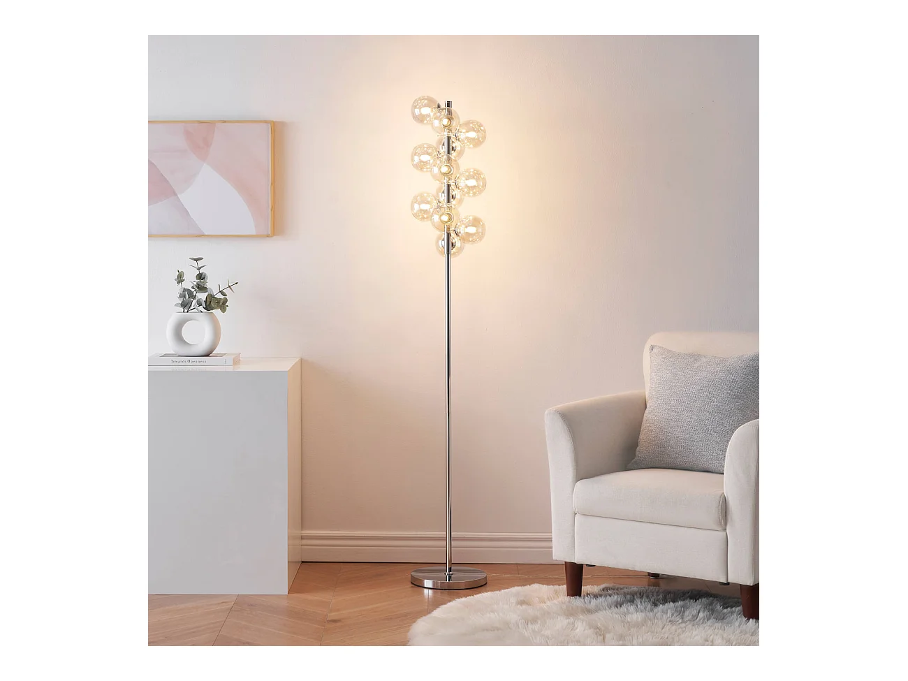 Lampadaire moderne à sphères en verre ambré - Ambrosia