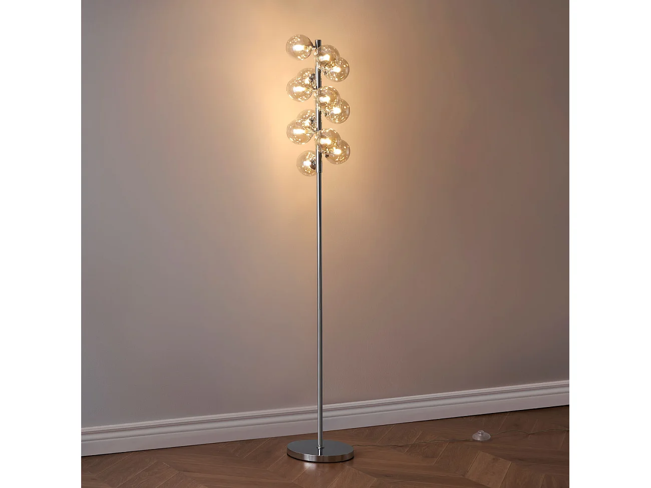 Lampadaire moderne à sphères en verre ambré - Ambrosia