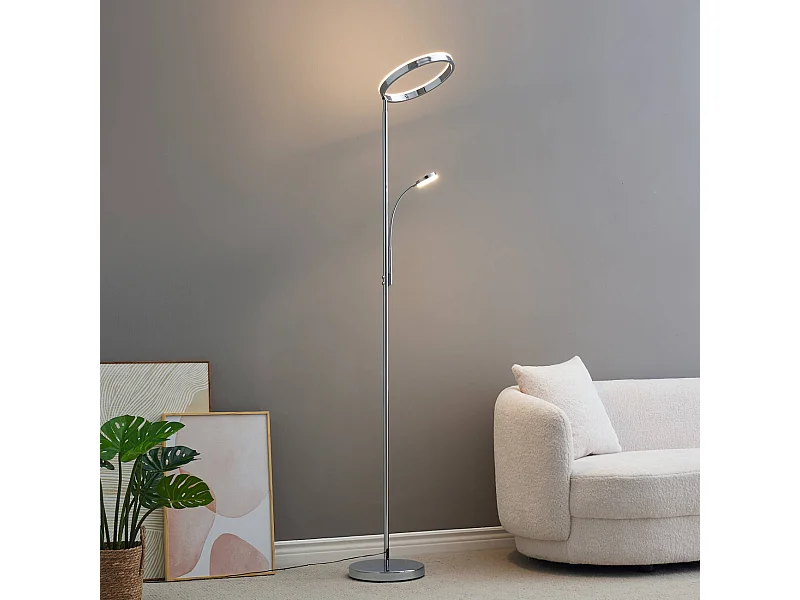 Lampadaire chromé dimmable double éclairage LED - Pancho