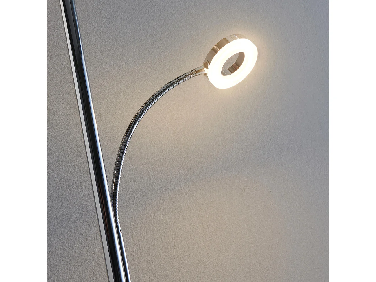 Lampadaire chromé dimmable double éclairage LED - Pancho