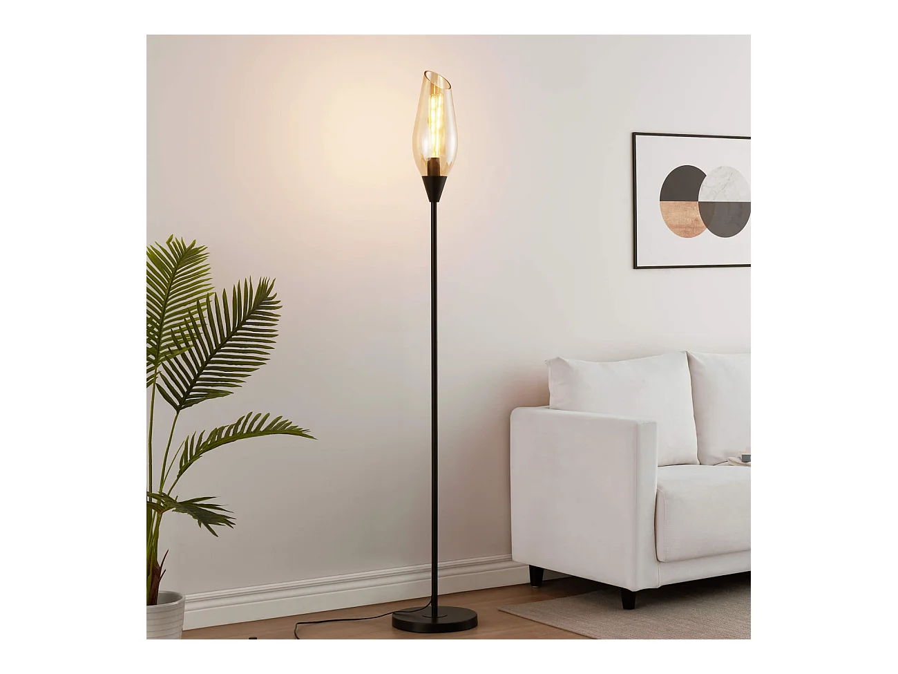 Grande lampe abat-jour verre ambré - Barletto