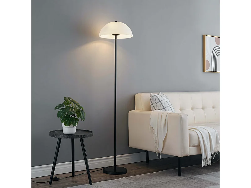 Élégant lampadaire minimaliste abat-jour en verre - Melito