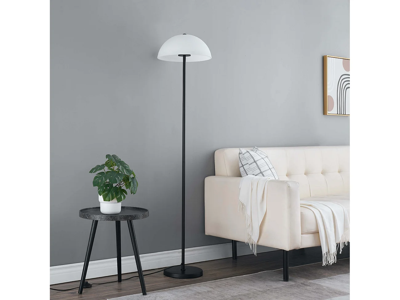 Élégant lampadaire minimaliste abat-jour en verre - Melito