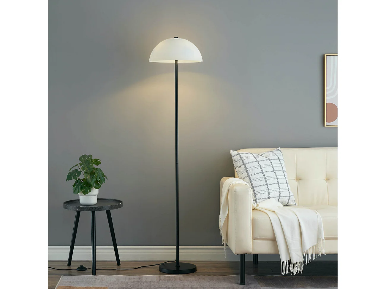 Élégant lampadaire minimaliste abat-jour en verre - Melito