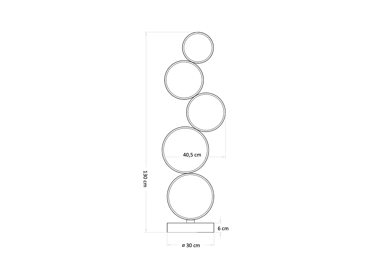 Lampadaire LED cercles superposés en métal noir - Newton