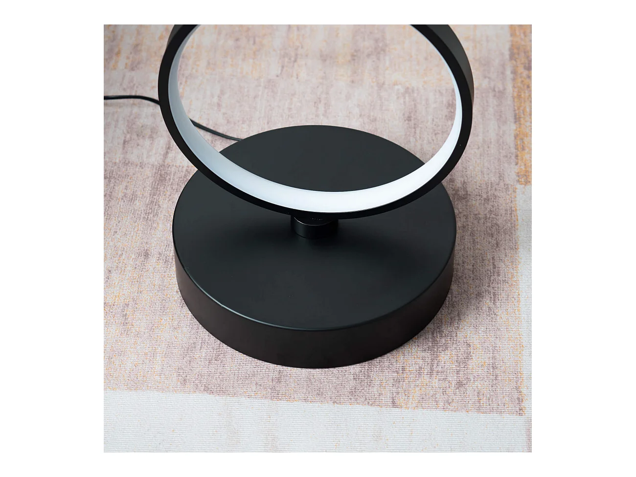 Lampadaire LED cercles superposés en métal noir - Newton