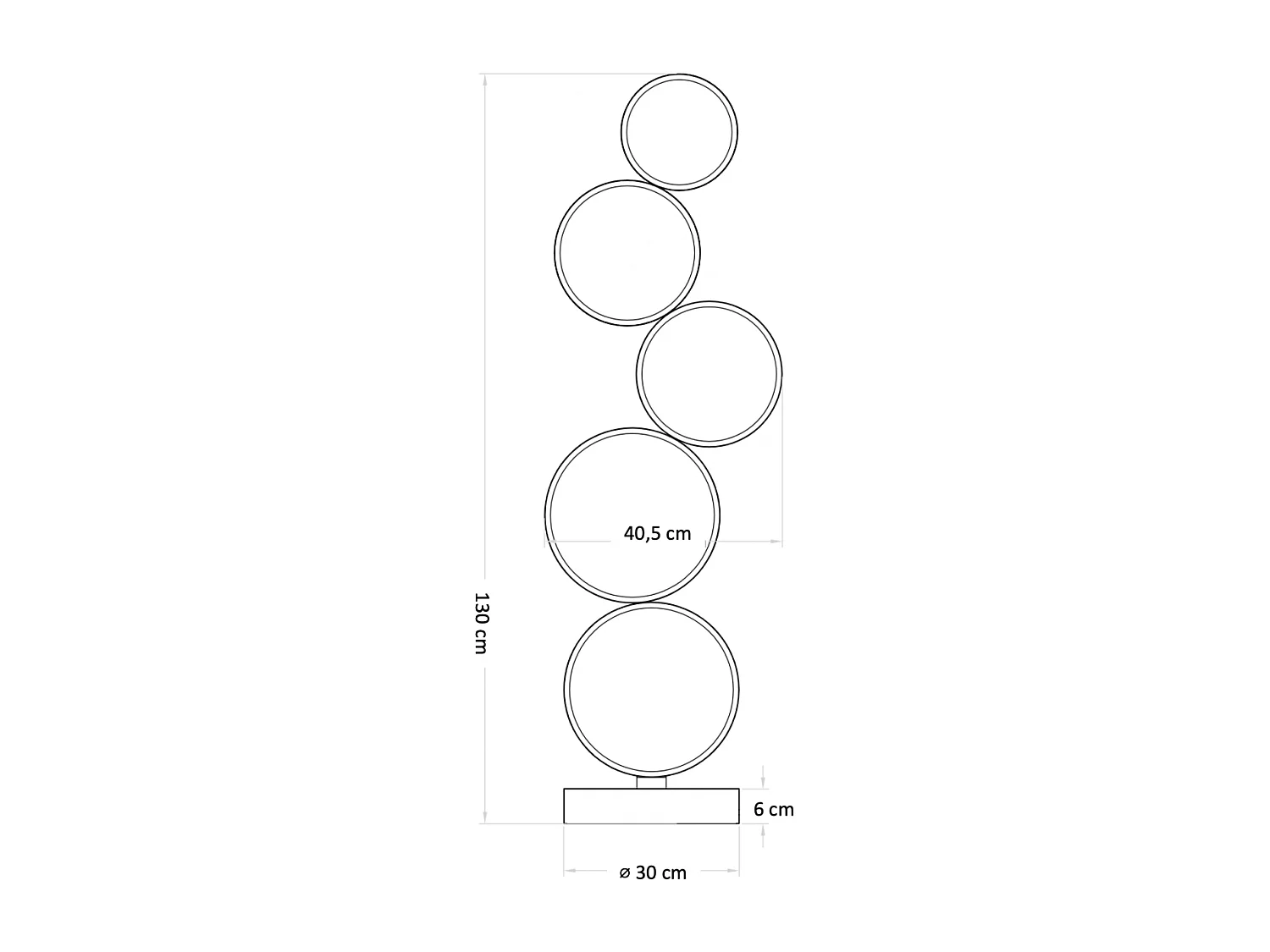 Lampadaire LED cercles superposés en métal noir - Newton