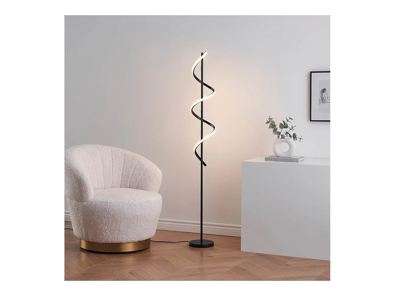 Grande lampe LED cascade spirale noire - Simaria