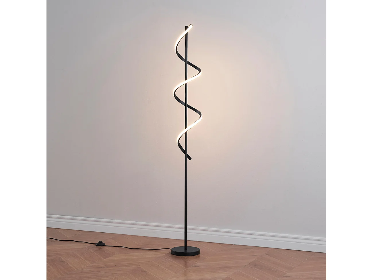 Grande lampe LED cascade spirale noire - Simaria