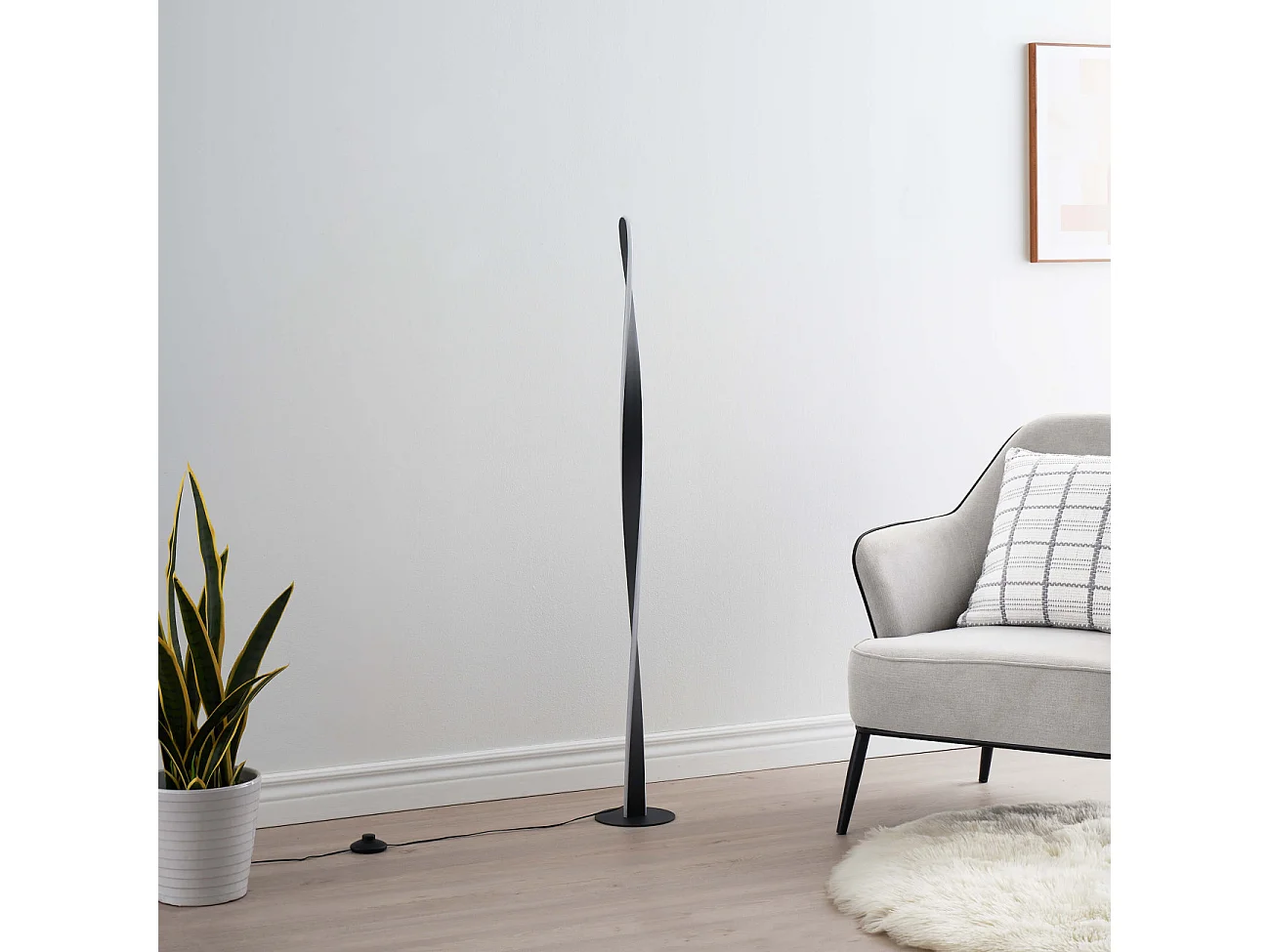 Lampadaire noir dimmable LED torsadé -  Mazen