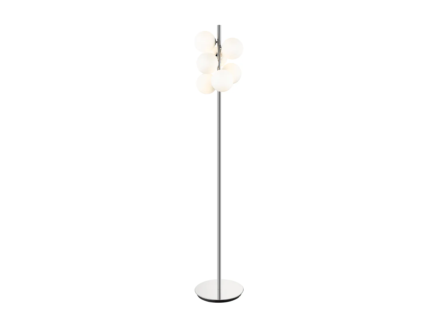Lampadaire chromé tendance 7 sphères en verre 160 cm - Nicolea