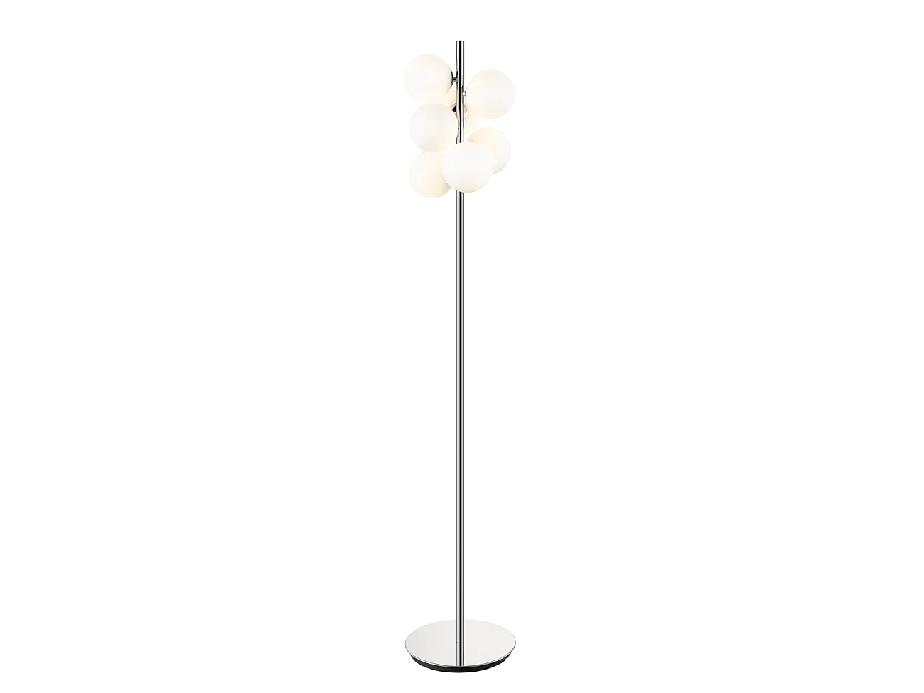 Lampadaire chromé tendance 7 sphères en verre 160 cm - Nicolea