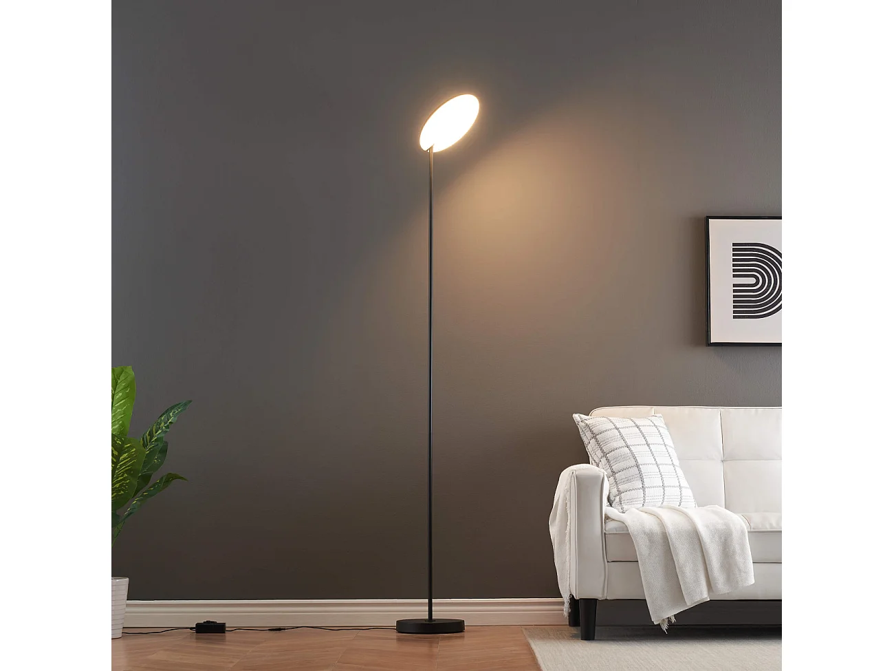 Lampadaire noir design épuré tête orientable dimmable - Kalena
