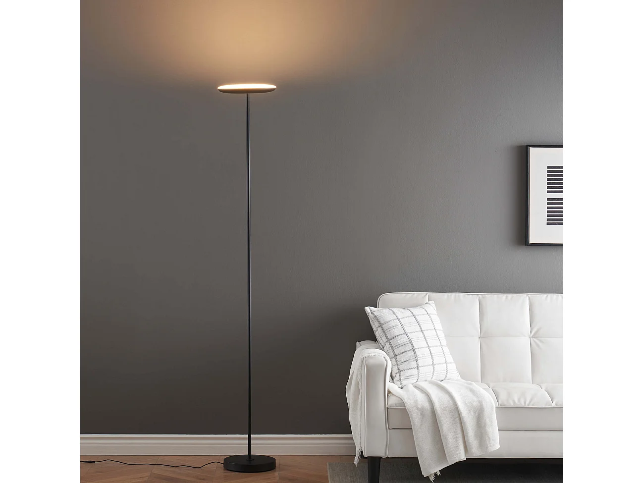 Lampadaire noir design épuré tête orientable dimmable - Kalena
