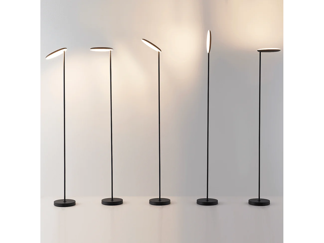 Lampadaire noir design épuré tête orientable dimmable - Kalena