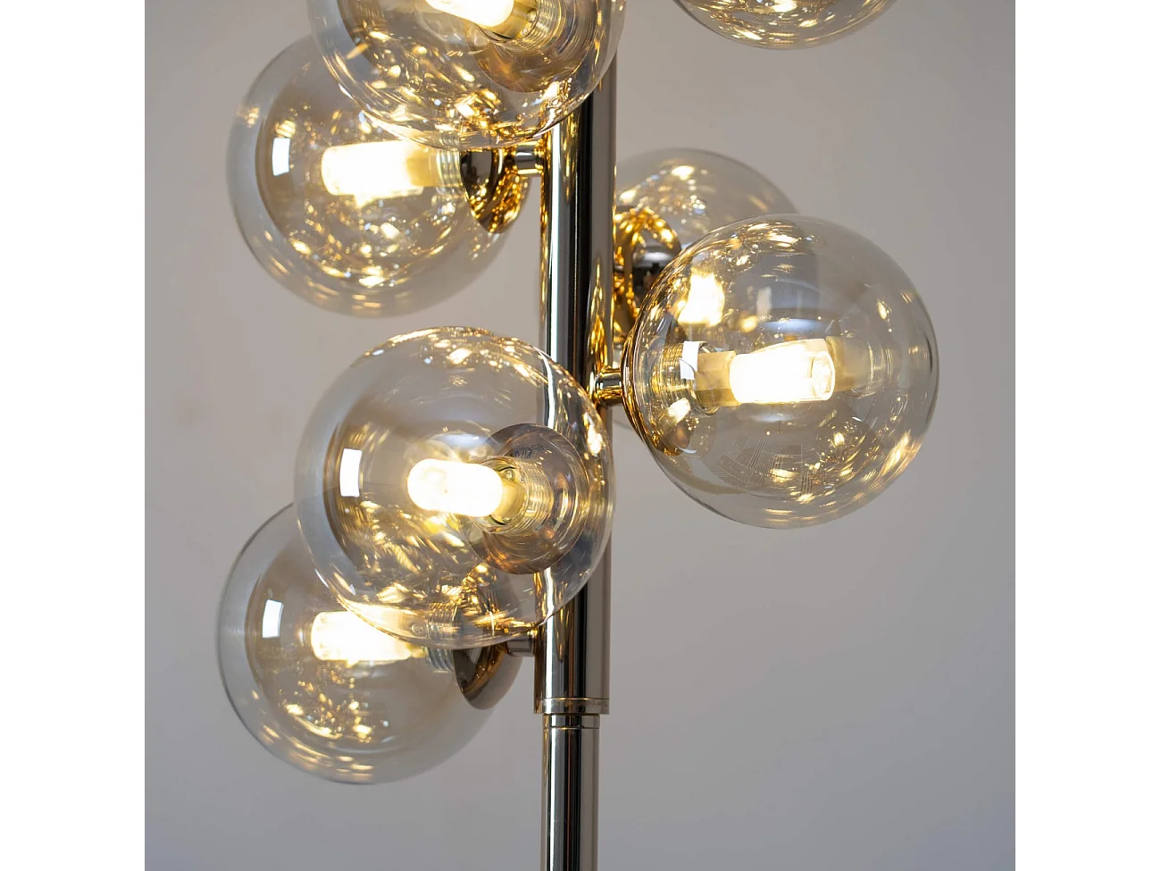 Lampadaire contemporain doré à verres ambrés - Ambrosia