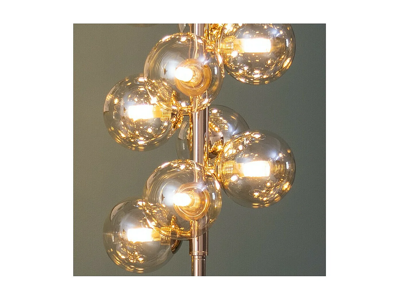 Lampadaire contemporain doré à verres ambrés - Ambrosia