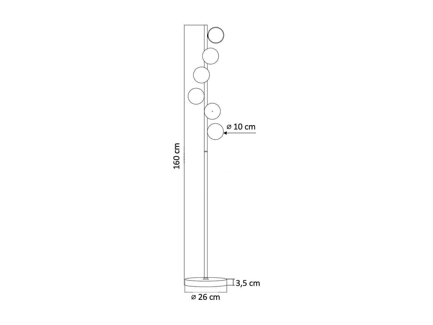 Lampadaire design noir et laiton sphères blanches - Sierra