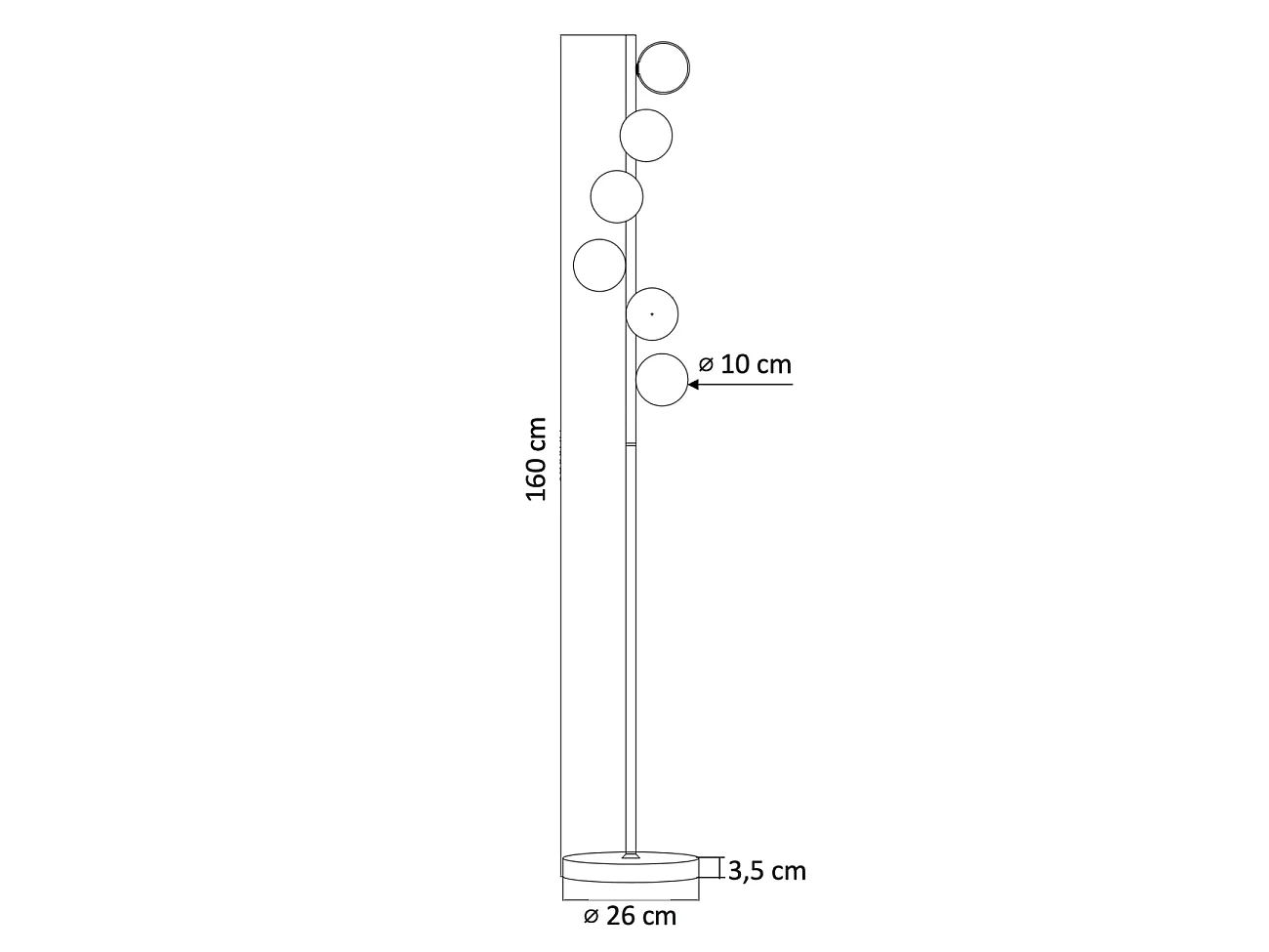 Lampadaire design noir et laiton sphères blanches - Sierra
