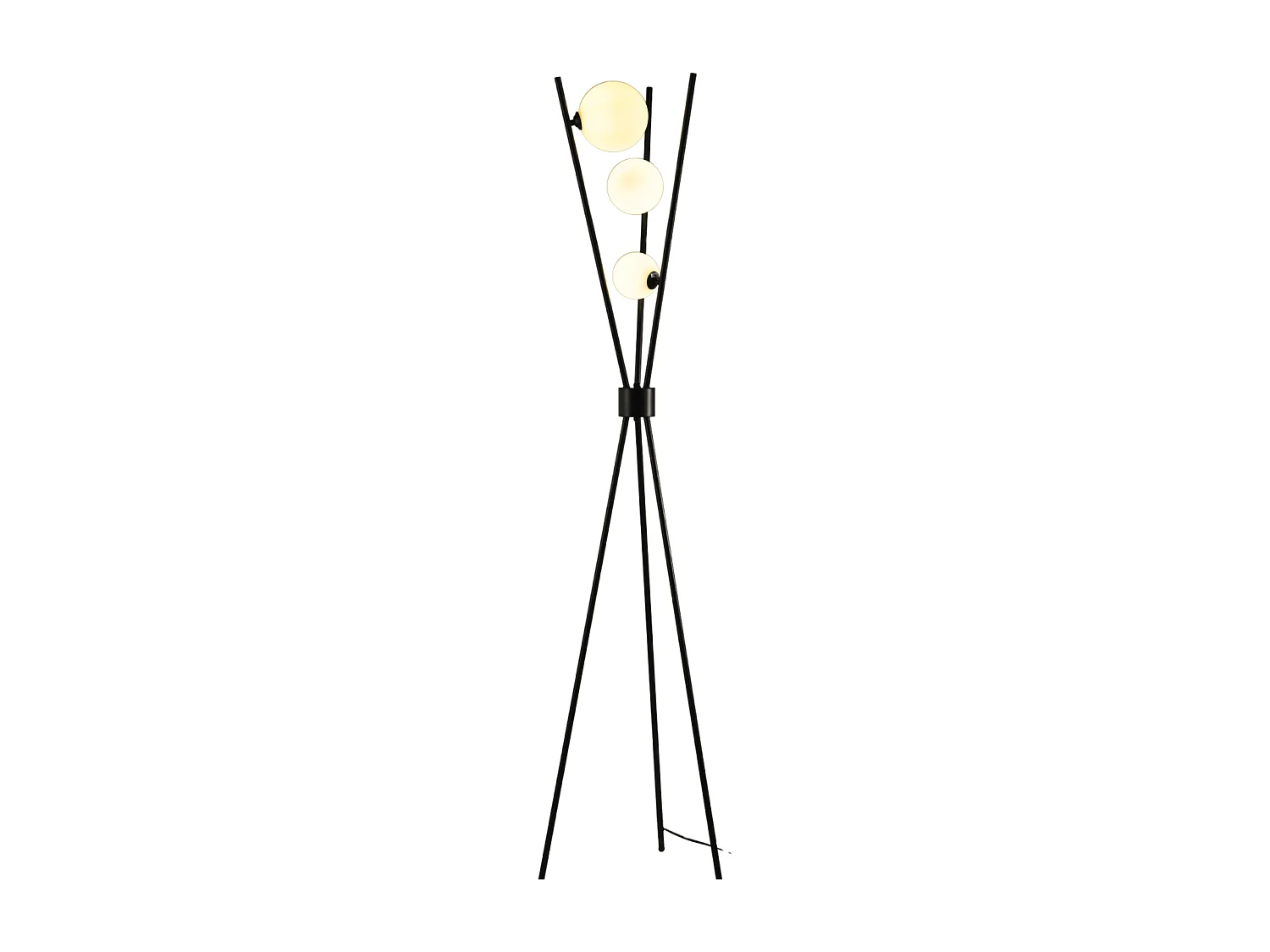 Lampadaire trépied noir boules blanches - Phoebe