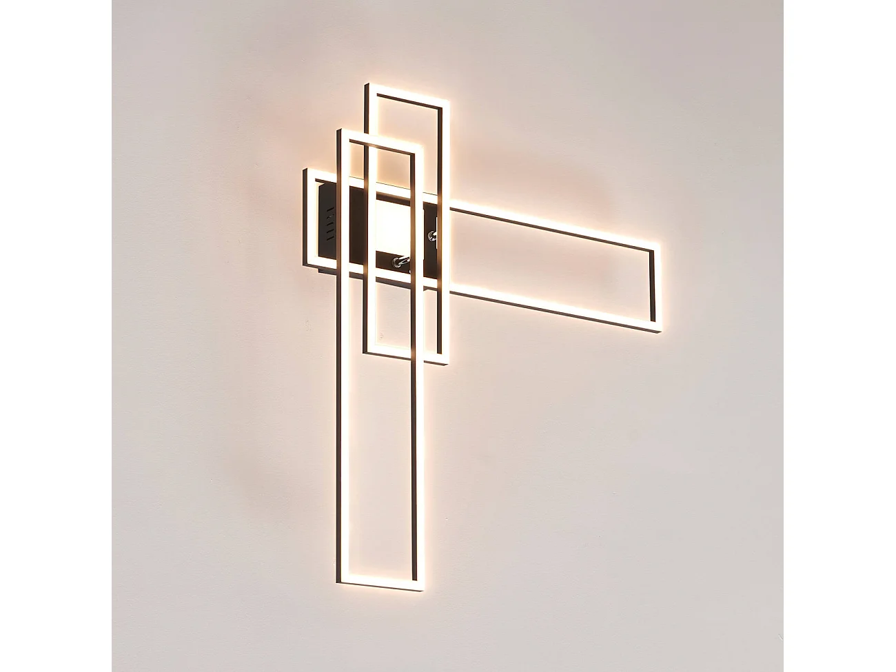 Plafonnier ou grande applique LED dimmable noire rectangle modulable - Eli