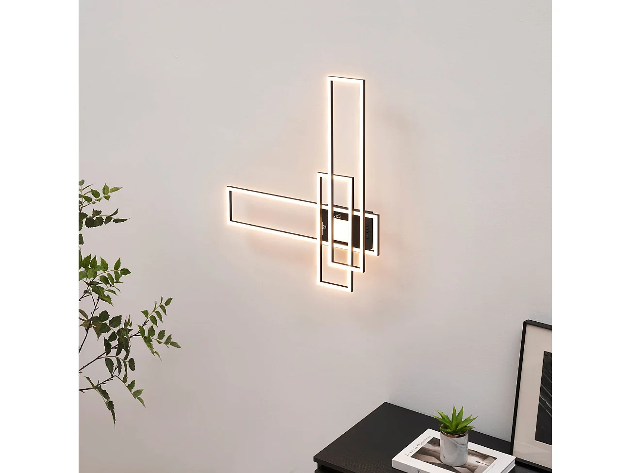 Plafonnier ou grande applique LED dimmable noire rectangle modulable - Eli