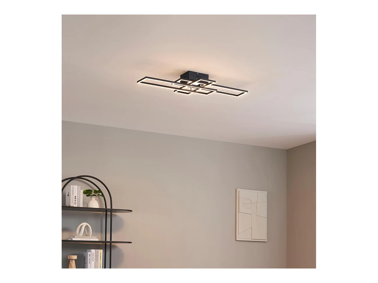 Plafonnier ou grande applique LED dimmable noire rectangle modulable - Eli