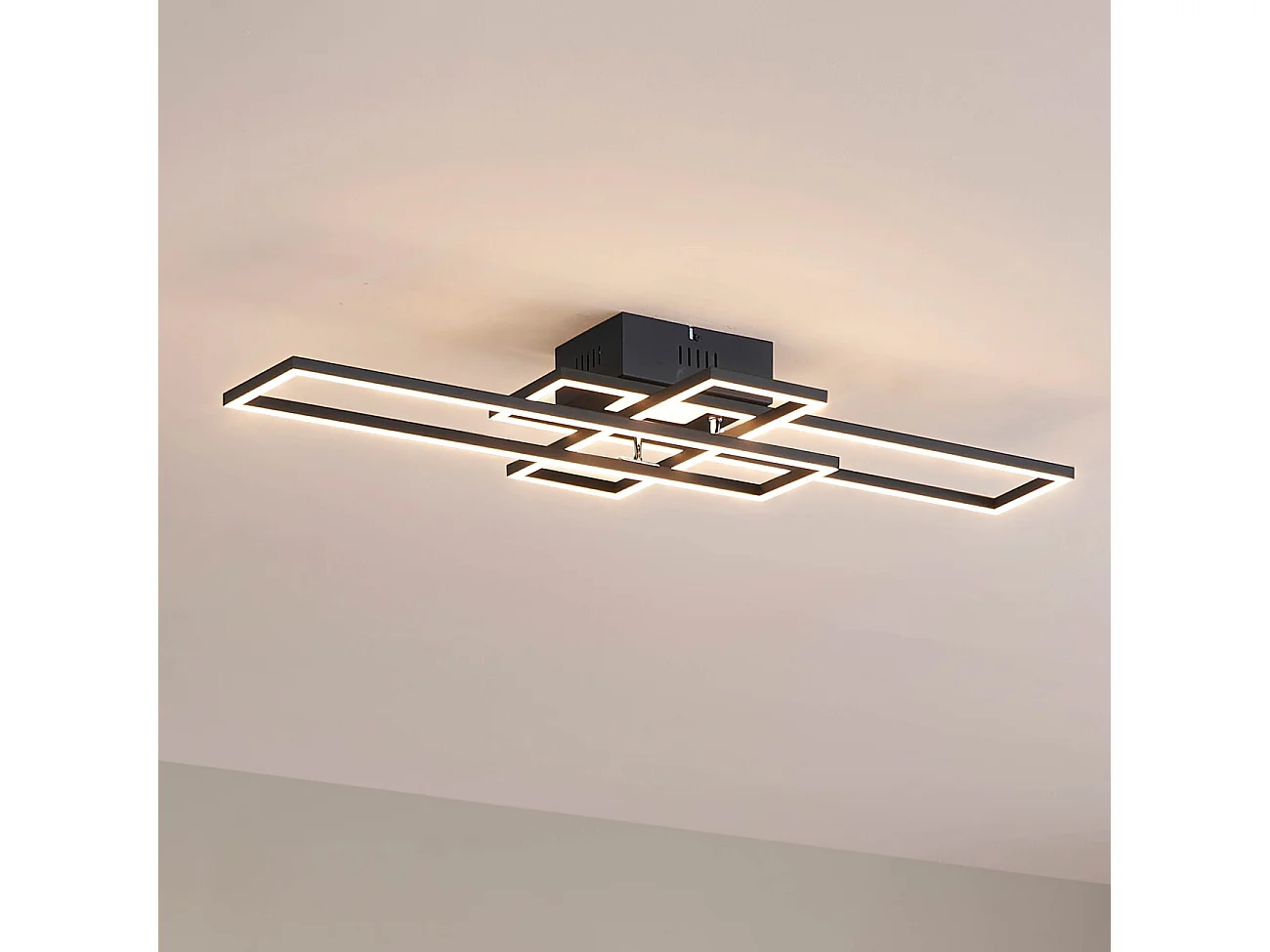 Plafonnier ou grande applique LED dimmable noire rectangle modulable - Eli