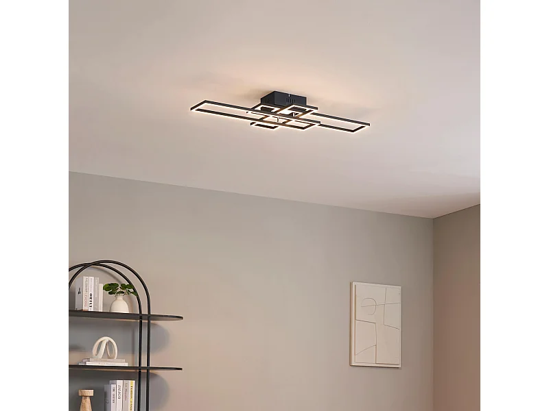 Plafonnier ou grande applique LED dimmable noire rectangle modulable - Eli