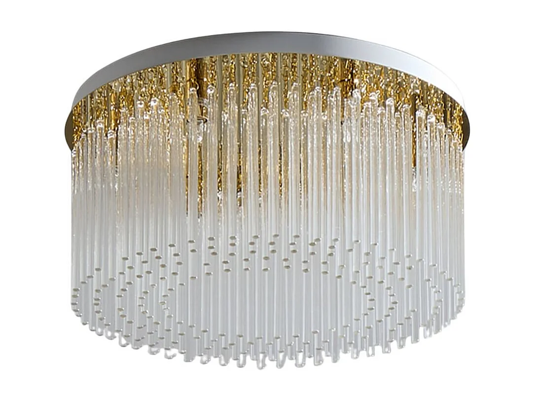 Plafonnier ultra chic doré en verre multi pampille transparentes - Sandrilla
