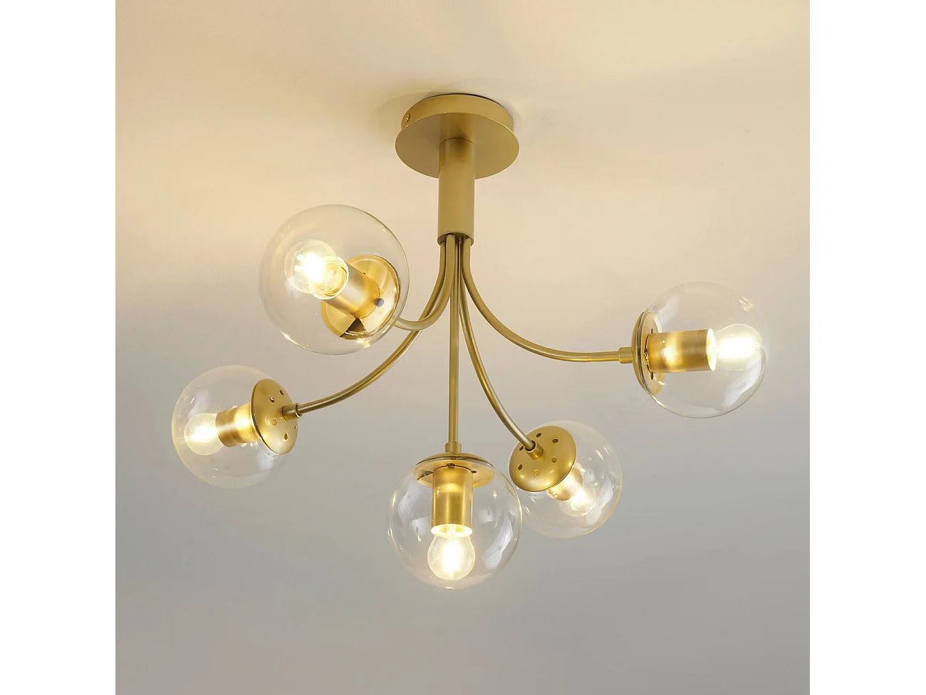 Plafonnier laiton élégantes boules dorées - Ciara