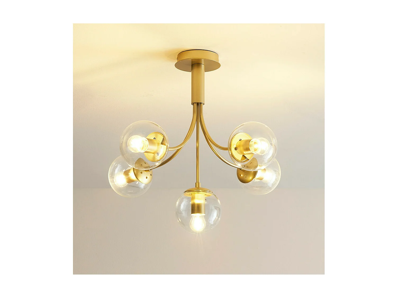 Plafonnier laiton élégantes boules dorées - Ciara