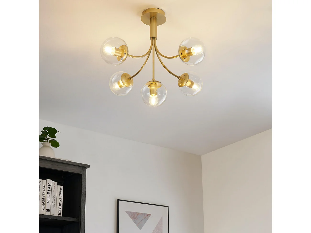 Plafonnier laiton élégantes boules dorées - Ciara
