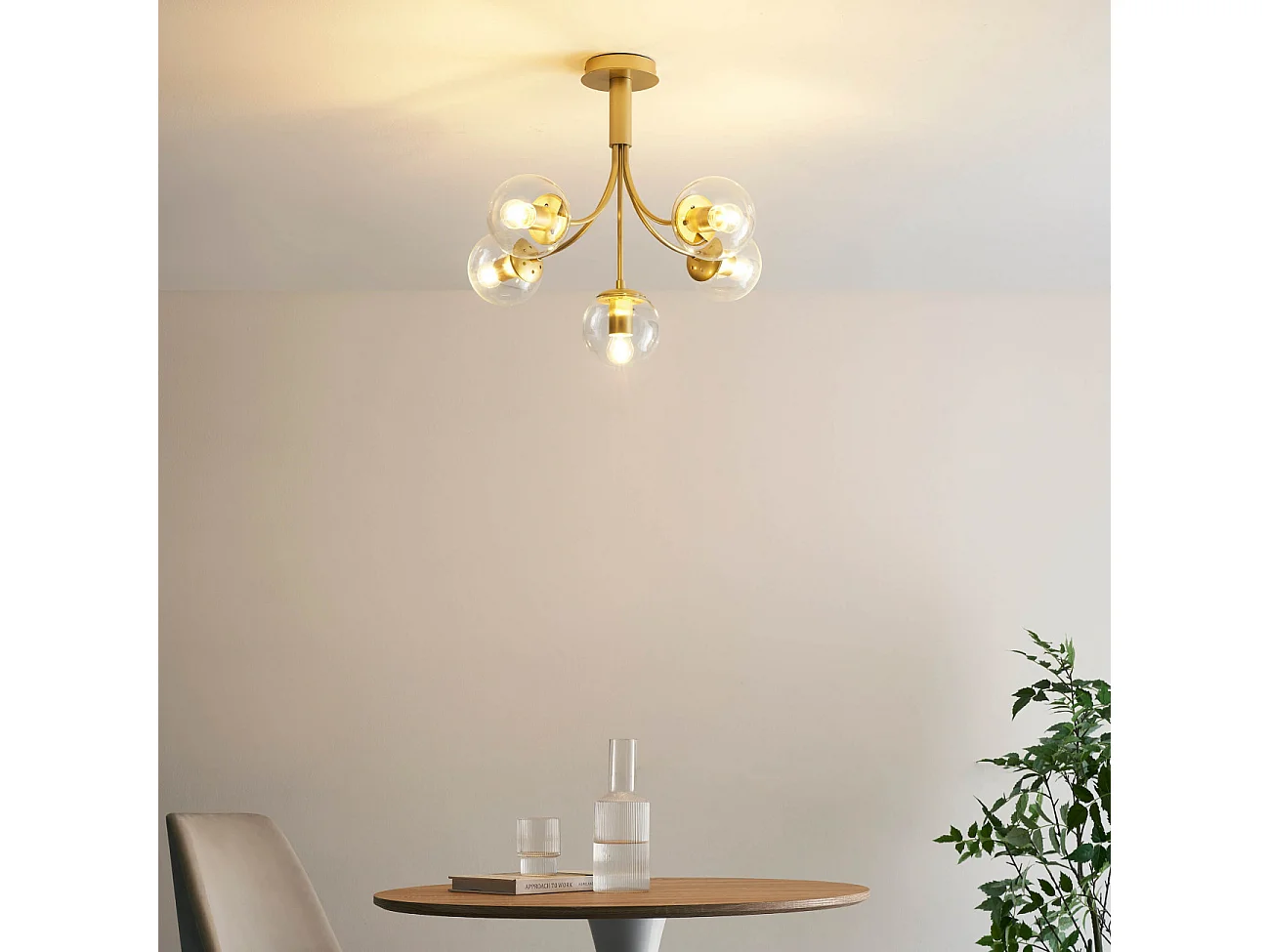 Plafonnier laiton élégantes boules dorées - Ciara