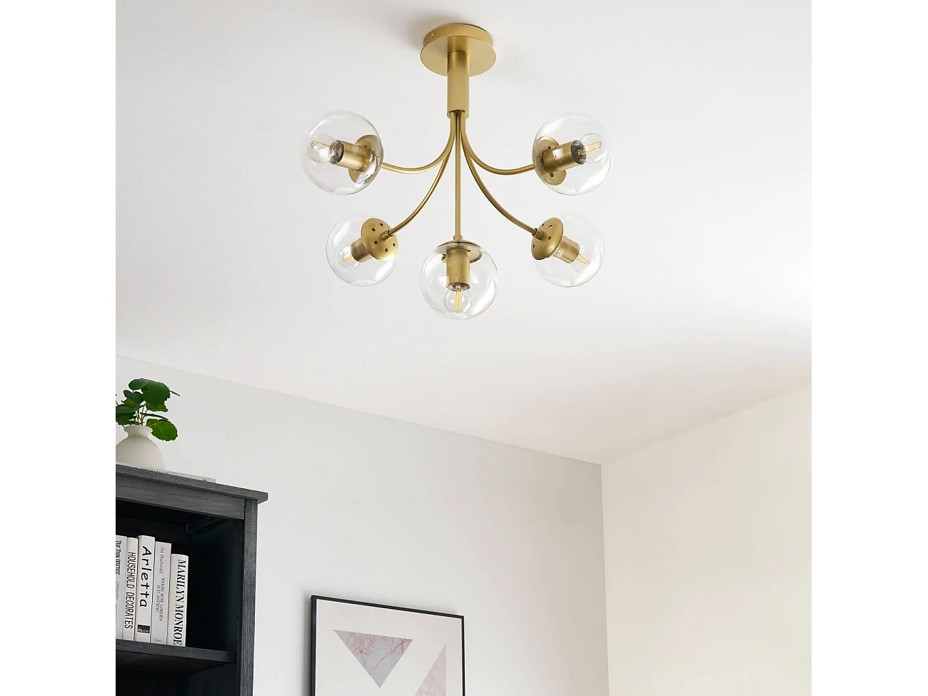 Plafonnier laiton élégantes boules dorées - Ciara