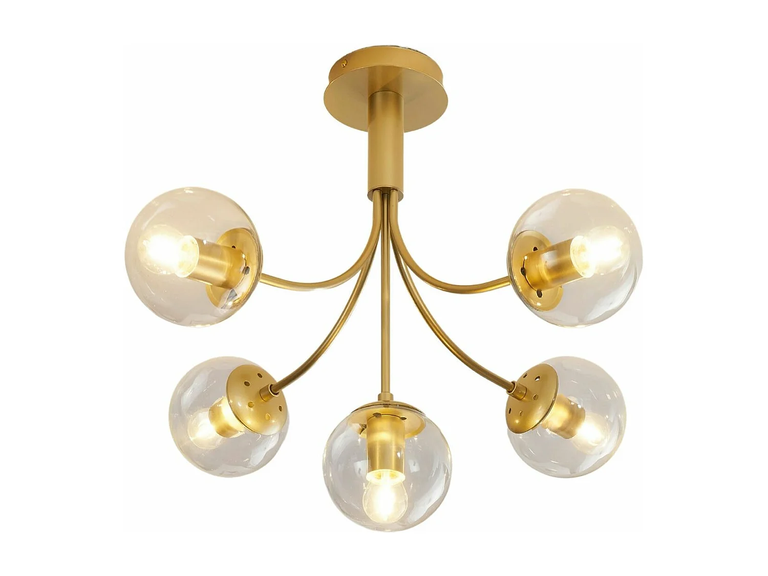 Plafonnier laiton élégantes boules dorées - Ciara
