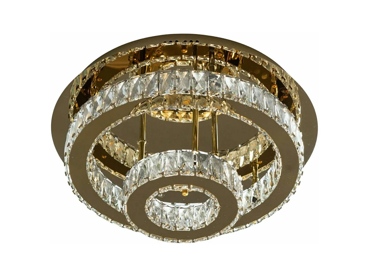 Plafonnier doré led cristal 2 cercles design - Diez
